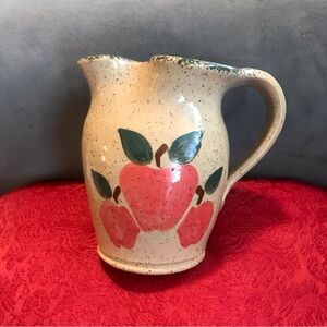 Vintage Three Rivers Pottery Apple Pitcher Vase 6” Spongeware Folk Art USA EUC